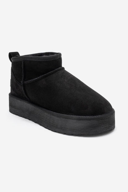 Veyra - Black Suede Leather Platform Ankle Boot (Women)