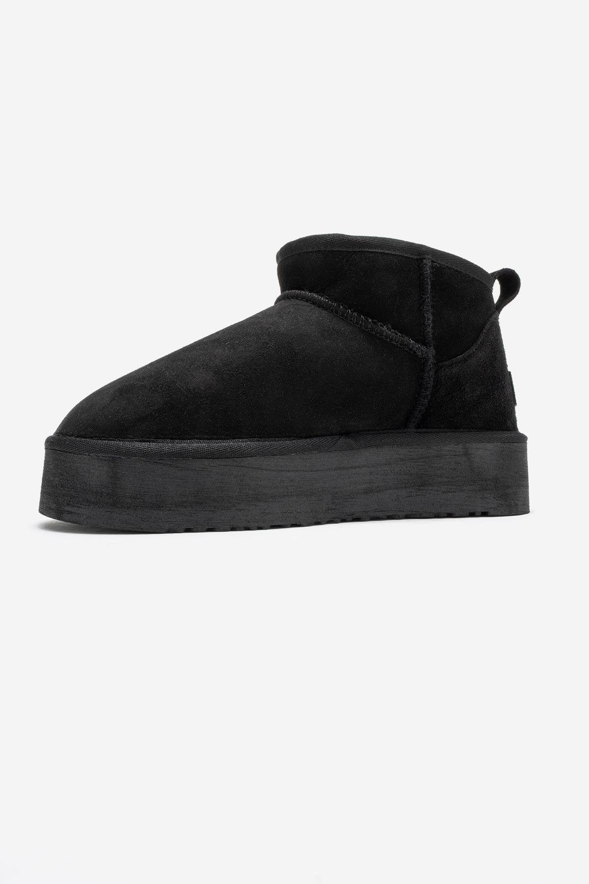 Veyra - Black Suede Leather Platform Ankle Boot (Women)