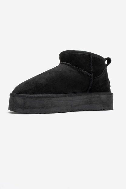 Veyra - Black Suede Leather Platform Ankle Boot (Women)