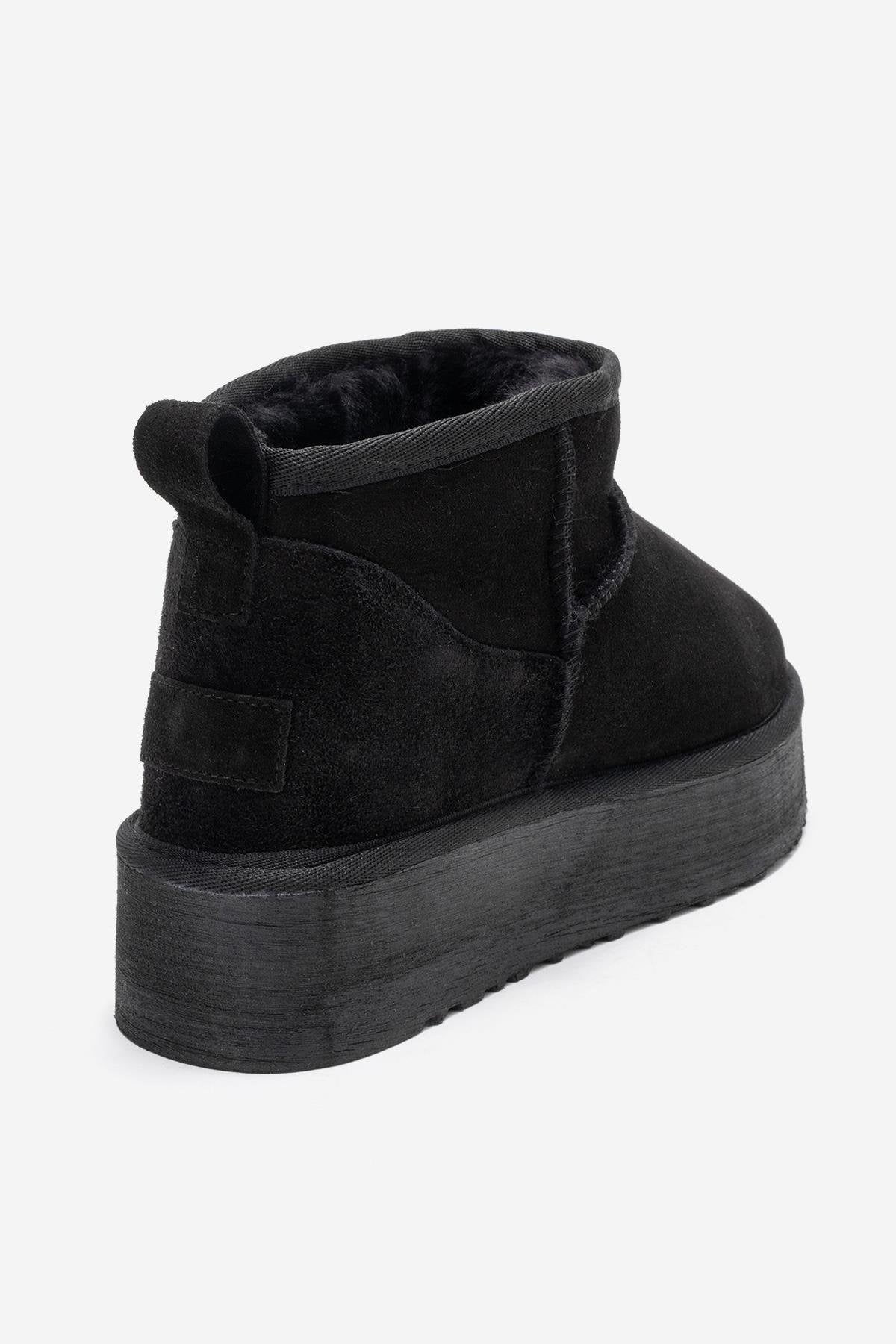 Veyra - Black Suede Leather Platform Ankle Boot (Women)