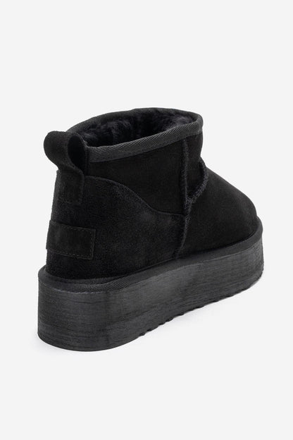 Veyra - Black Suede Leather Platform Ankle Boot (Women)