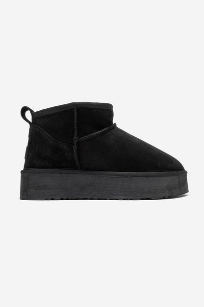 Veyra - Black Suede Leather Platform Ankle Boot (Women)