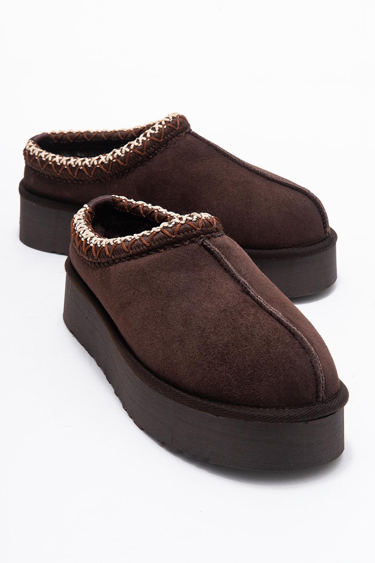 Avelia - Pantuflas de invierno de ante marrón (mujer)