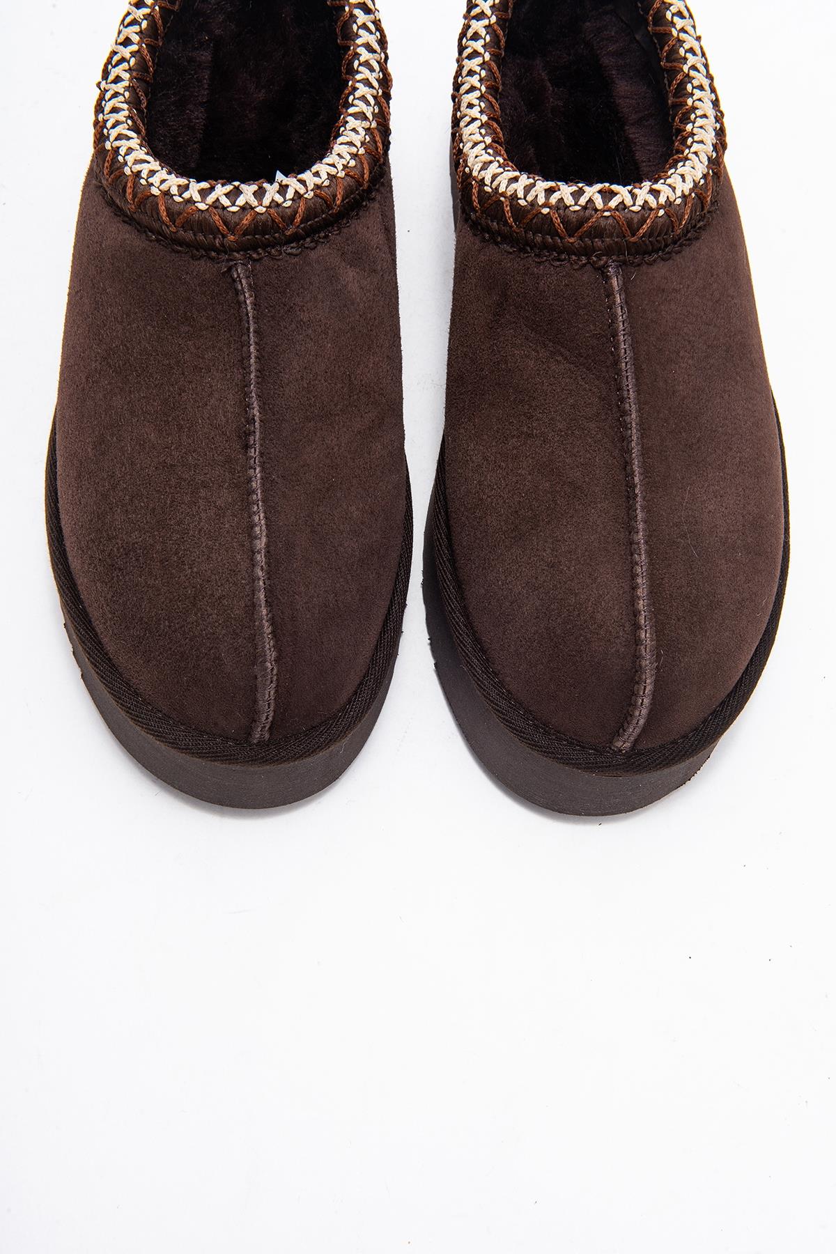 Avelia - Pantuflas de invierno de ante marrón (mujer)