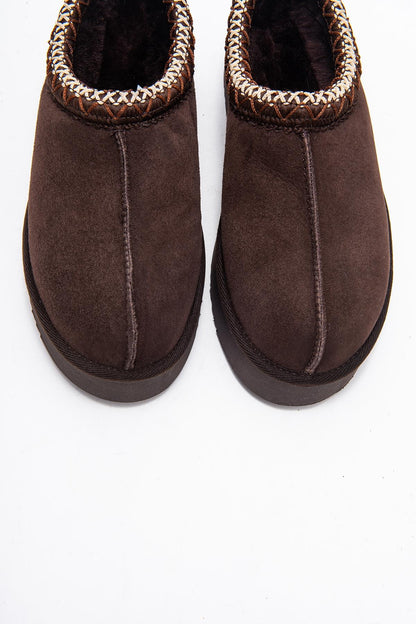 Avelia - Pantuflas de invierno de ante marrón (mujer)