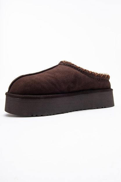 Avelia - Pantuflas de invierno de ante marrón (mujer)