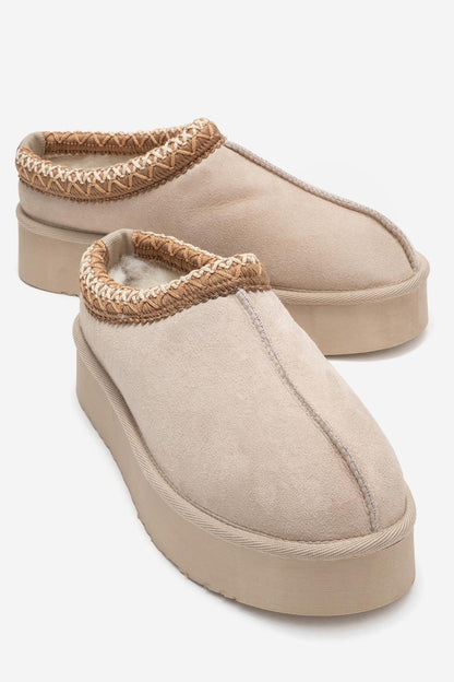 Avelia - Pantuflas de invierno de ante beige (mujer)