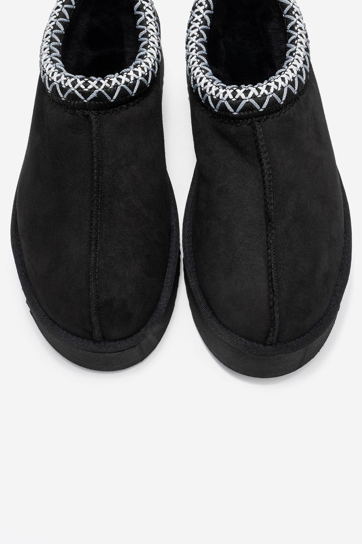 Avelia - Zapatillas de invierno de cuero de gamuza negras (mujer)