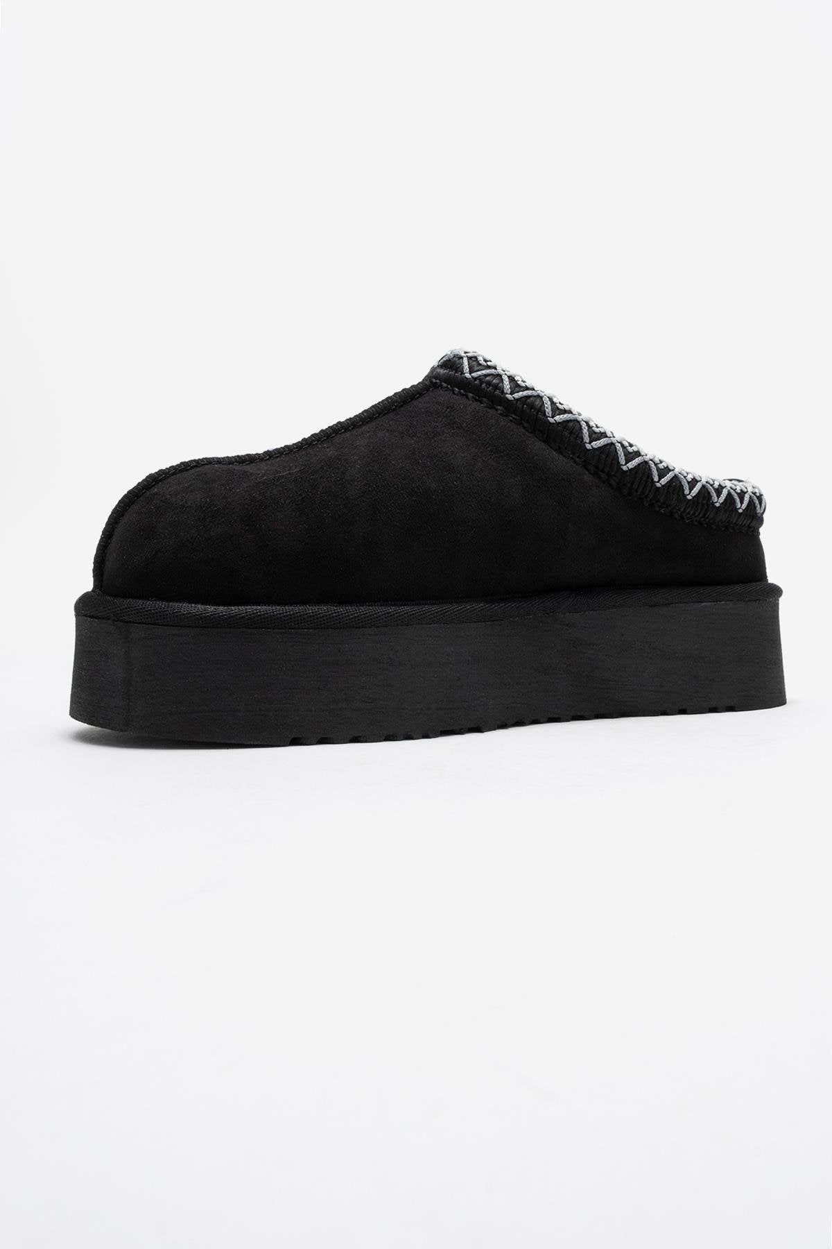 Avelia - Zapatillas de invierno de cuero de gamuza negras (mujer)