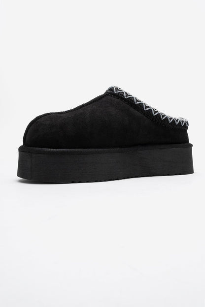 Avelia - Zapatillas de invierno de cuero de gamuza negras (mujer)