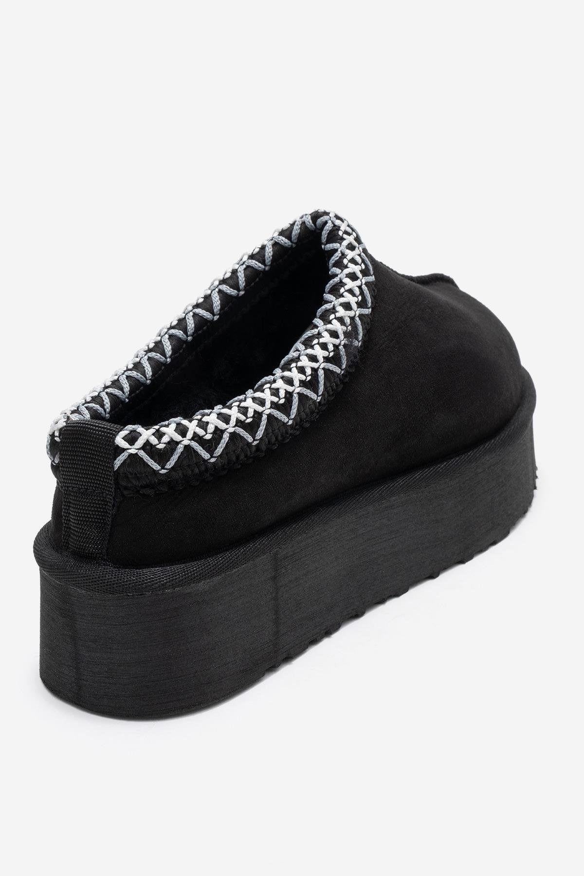 Avelia - Zapatillas de invierno de cuero de gamuza negras (mujer)