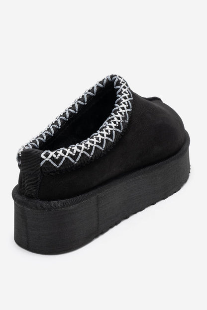 Avelia - Zapatillas de invierno de cuero de gamuza negras (mujer)