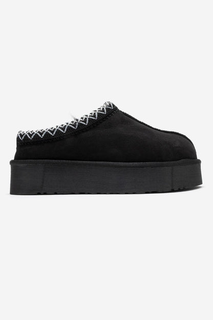 Avelia - Zapatillas de invierno de cuero de gamuza negras (mujer)