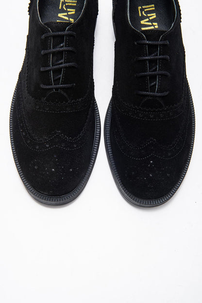 Avra - Zapatos Oxford de Ante Negro (Mujer)