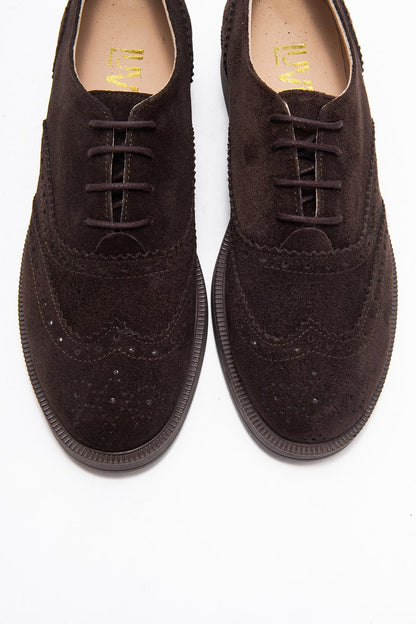 Avra - Zapatos Oxford de Ante Marrón (Mujer)