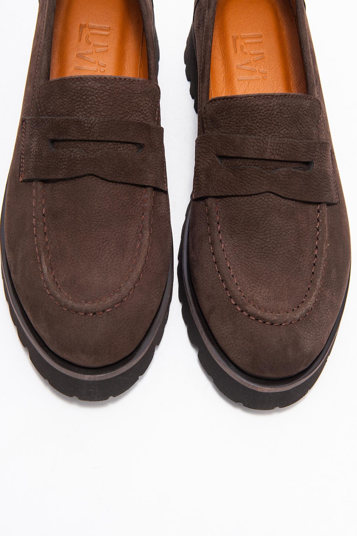 Vionel - Mocasín de cuero de gamuza marrón (mujer)