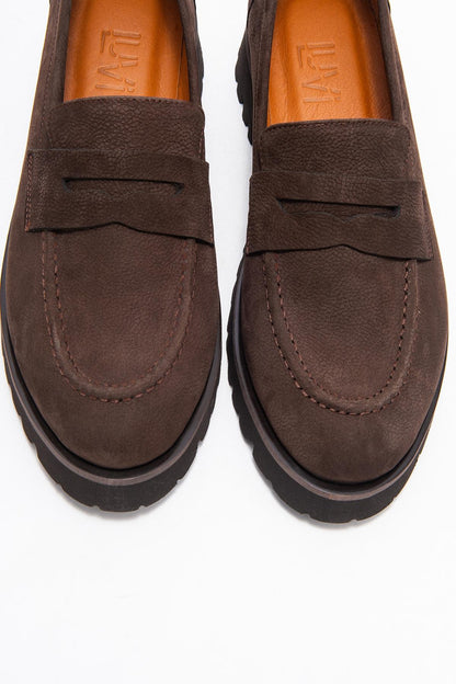 Vionel - Mocasín de cuero de gamuza marrón (mujer)