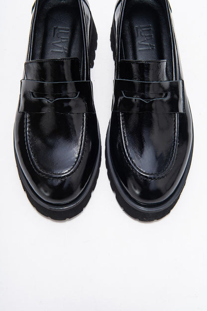 Vionel - Mocasín de charol negro (mujer)