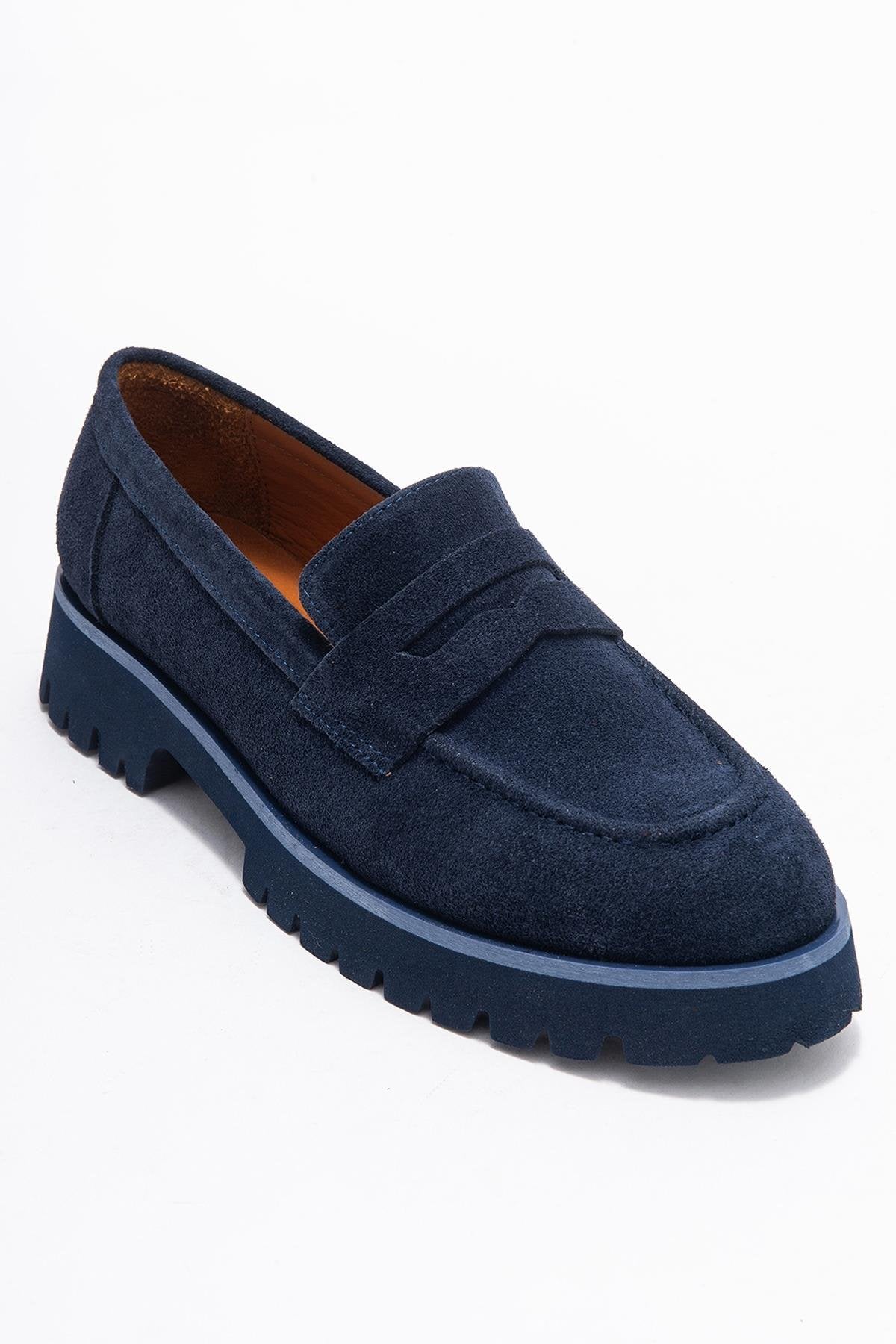 Vionel - Mocasín de cuero de ante azul marino (Mujer)