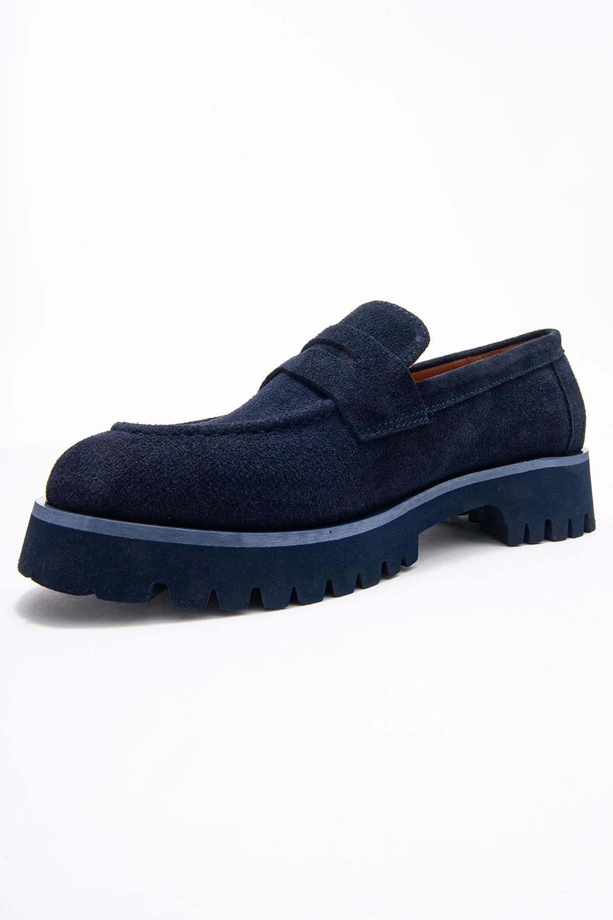 Vionel - Mocasín de cuero de ante azul marino (Mujer)