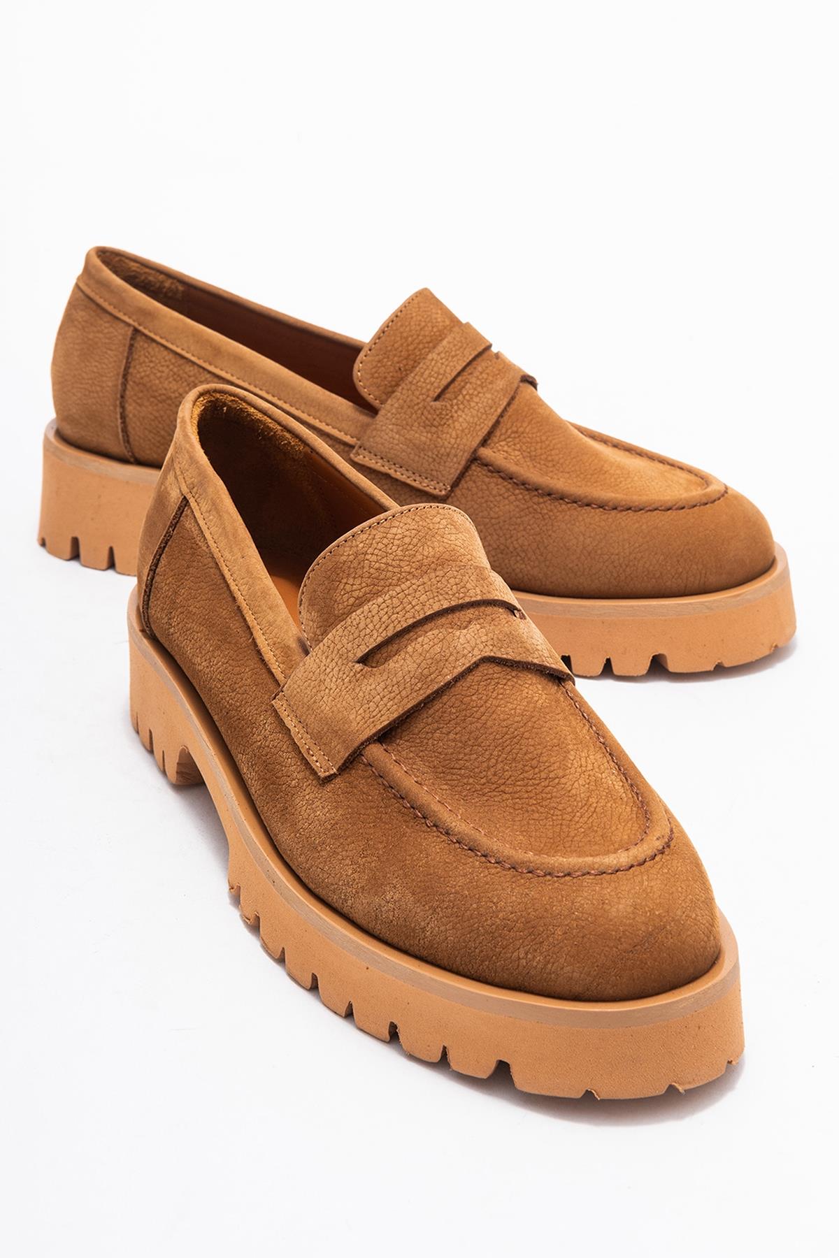 Vionel - Mocasín de cuero de ante color coñac (mujer)