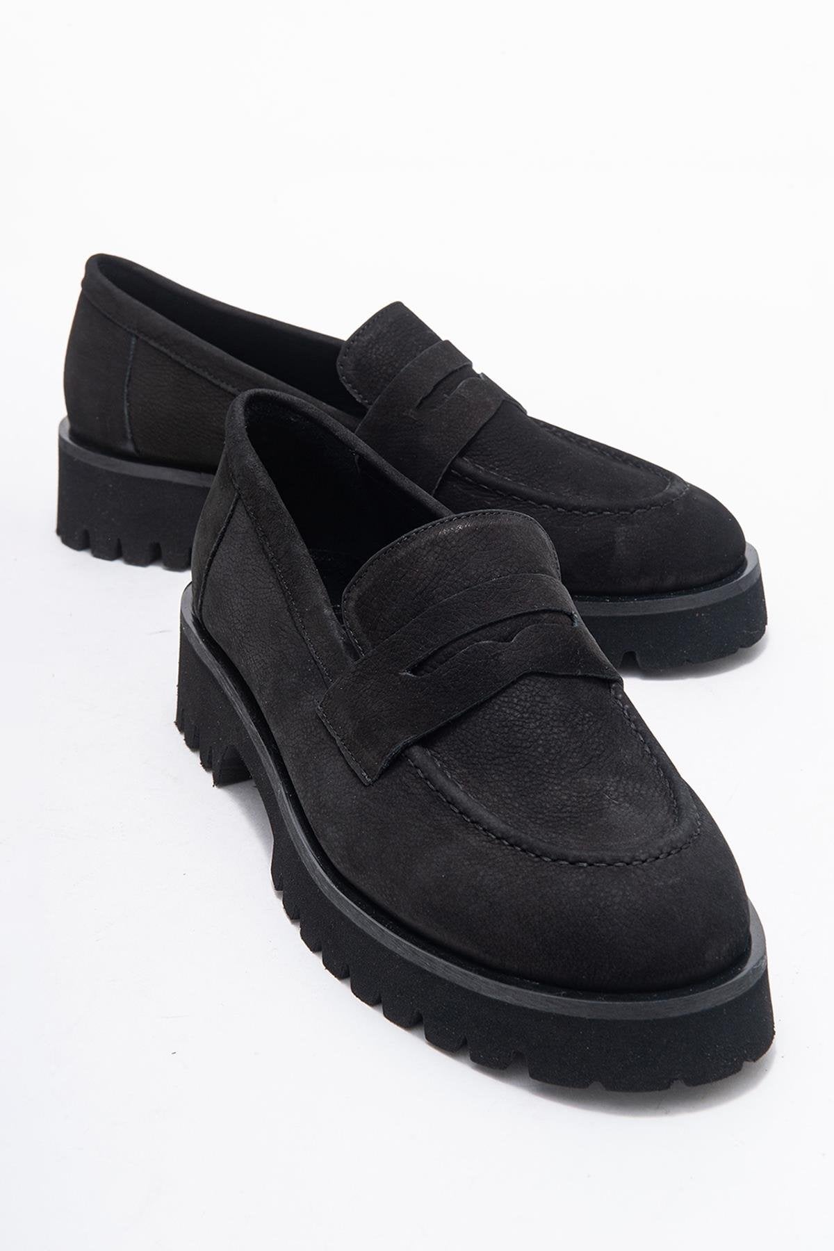 Vionel - Mocasín de cuero de ante negro (Mujer)