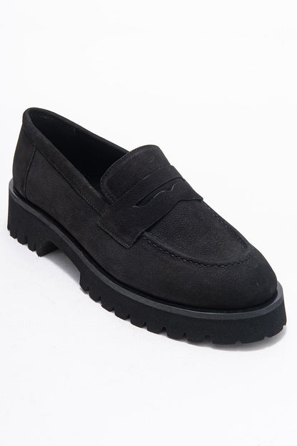 Vionel - Mocasín de cuero de ante negro (Mujer)