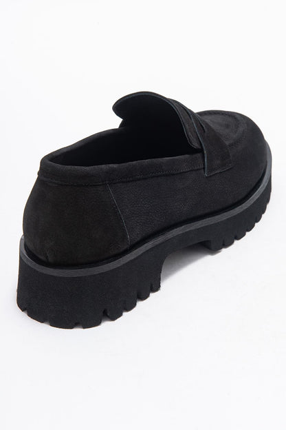 Vionel - Mocasín de cuero de ante negro (Mujer)
