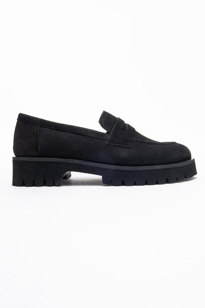 Vionel - Mocasín de cuero de ante negro (Mujer)