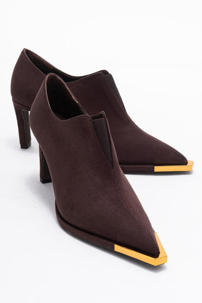Niva - Zapatos de tacón de punta fina de ante marrón (Mujer)