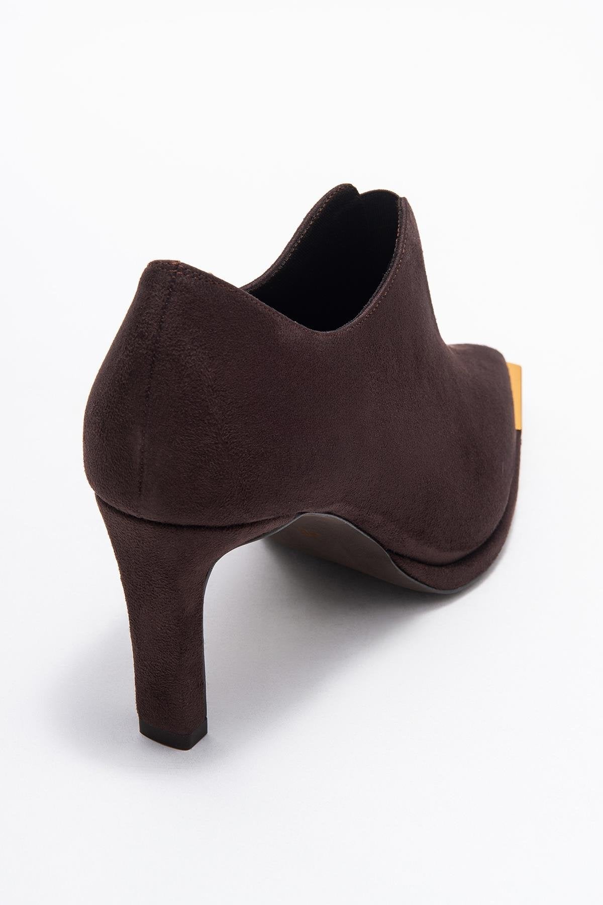 Niva - Zapatos de tacón de punta fina de ante marrón (Mujer)