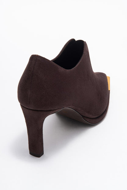 Niva - Zapatos de tacón de punta fina de ante marrón (Mujer)