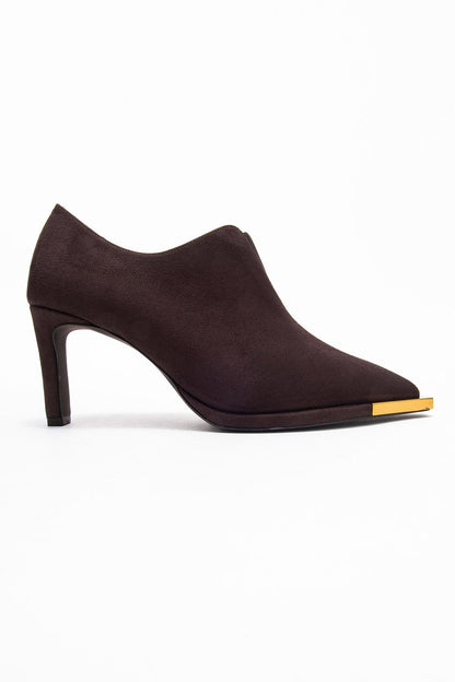 Niva - Zapatos de tacón de punta fina de ante marrón (Mujer)