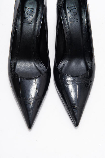 Marcus - Zapato de tacón con punta estampado en negro (mujer)
