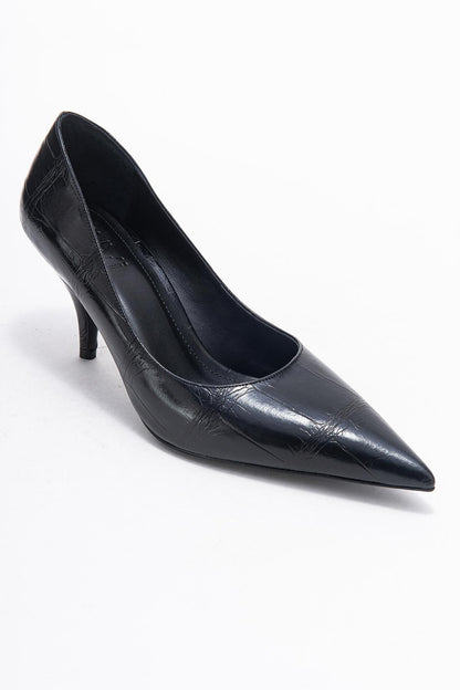 Marcus - Zapato de tacón con punta estampado en negro (mujer)