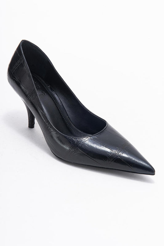 Marcus - Zapato de tacón con punta estampado en negro (mujer)