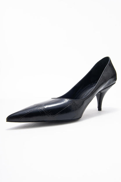 Marcus - Zapato de tacón con punta estampado en negro (mujer)
