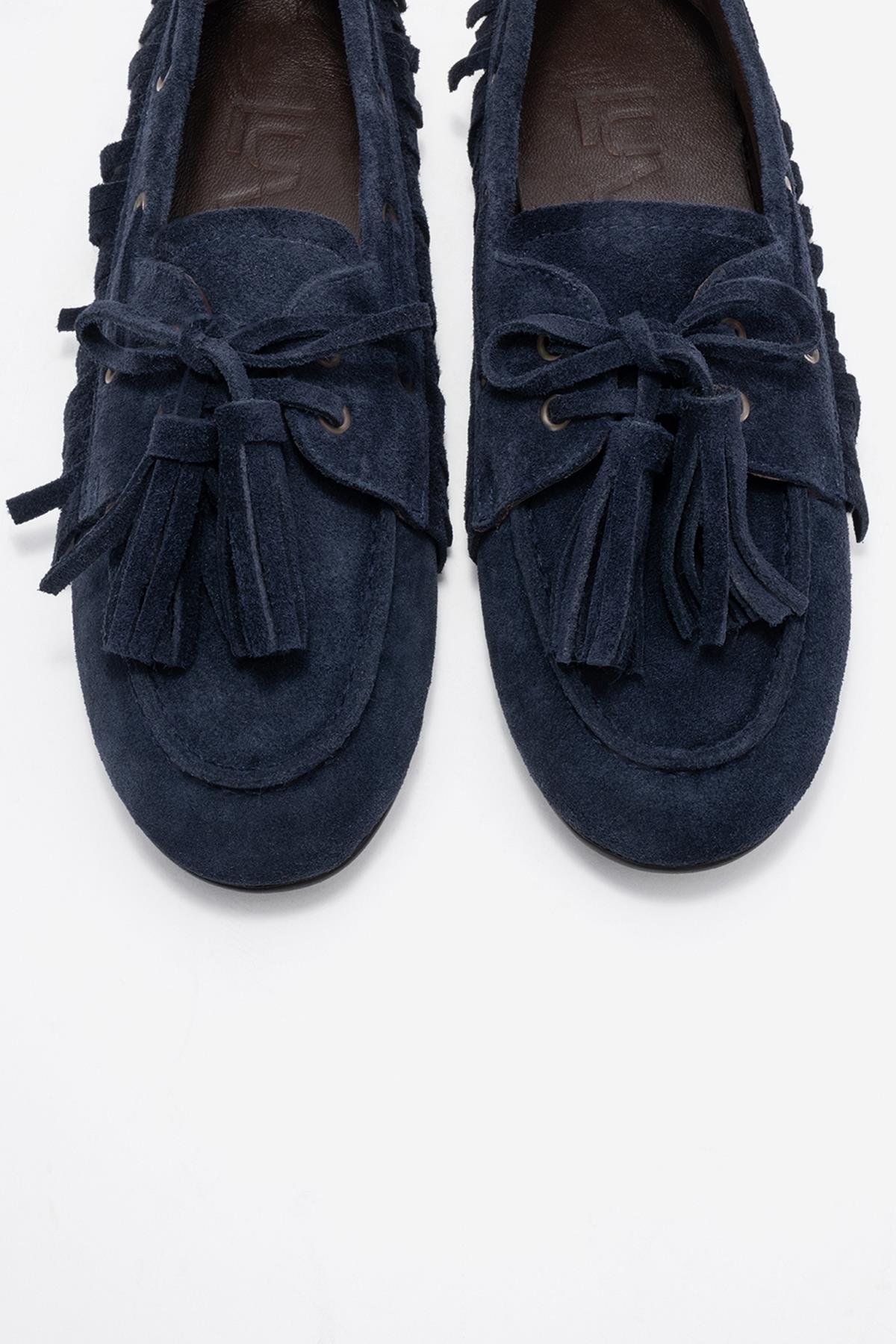 Fenora - Mocasín con borlas de piel de ante azul marino (mujer)