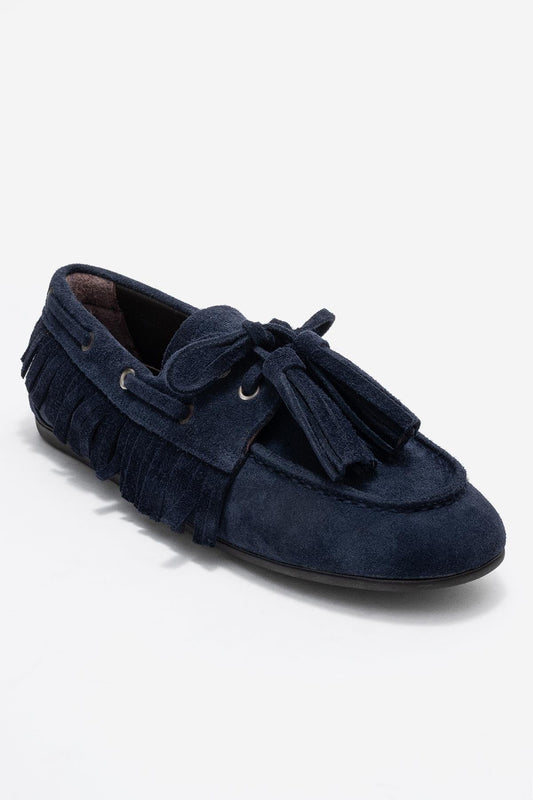 Fenora - Mocasín con borlas de piel de ante azul marino (mujer)