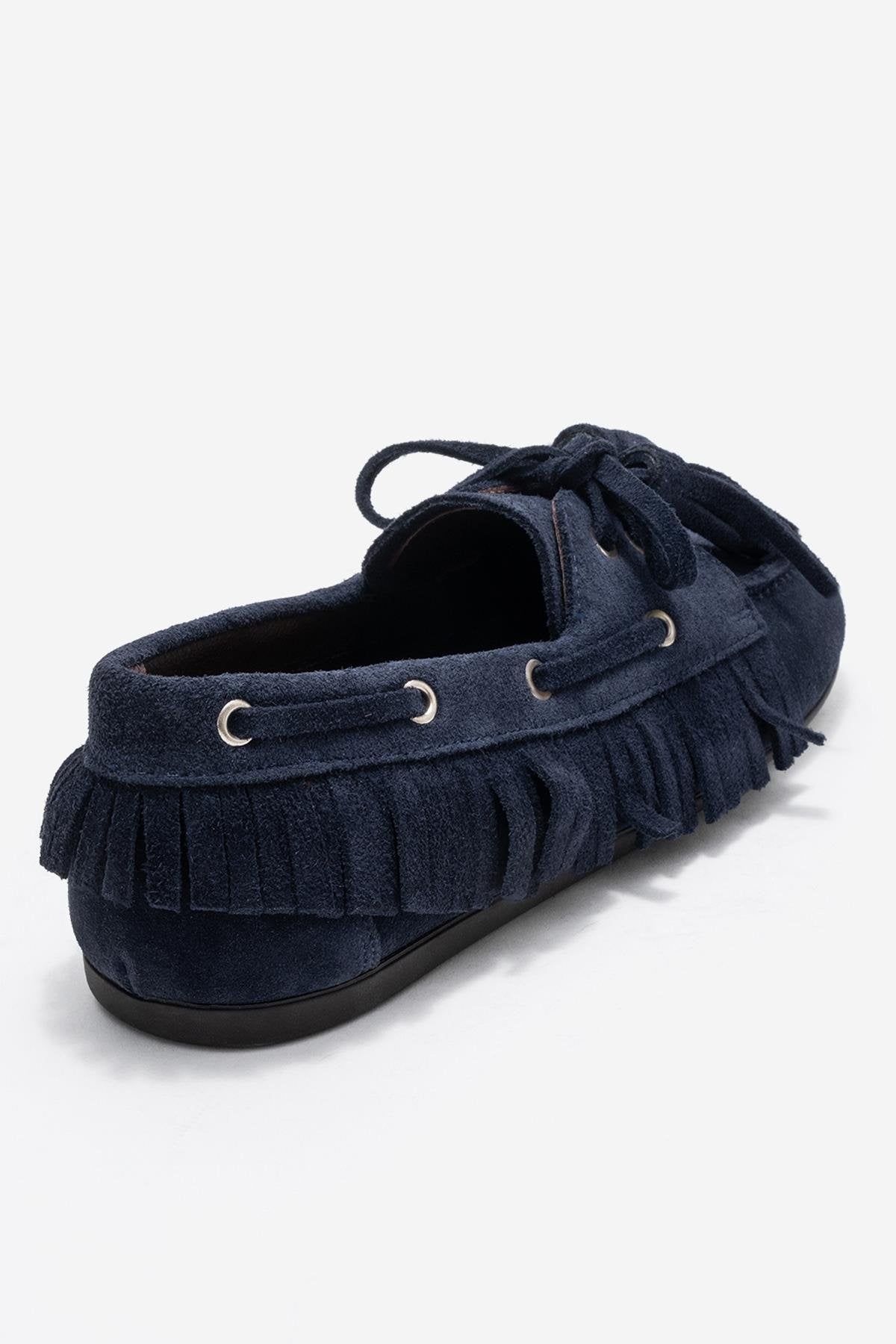 Fenora - Mocasín con borlas de piel de ante azul marino (mujer)