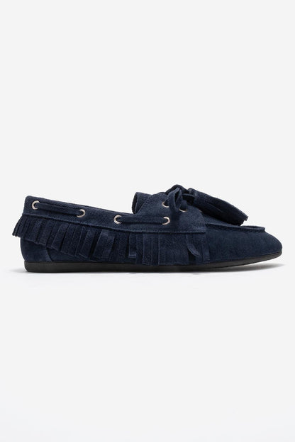 Fenora - Mocasín con borlas de piel de ante azul marino (mujer)