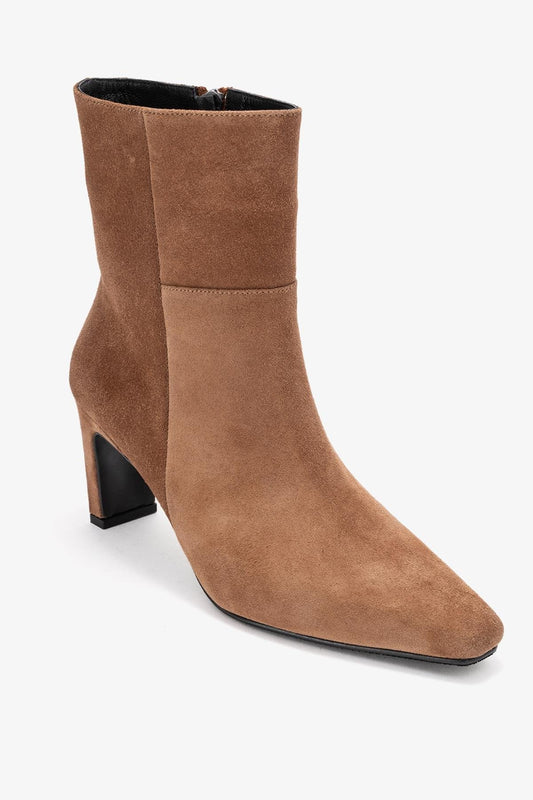 Elias - Cognac Suede Leather Block Heel Boot (Women)