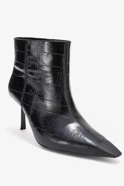 Rassel - Bota Negra Estampada de Punta (Mujer)