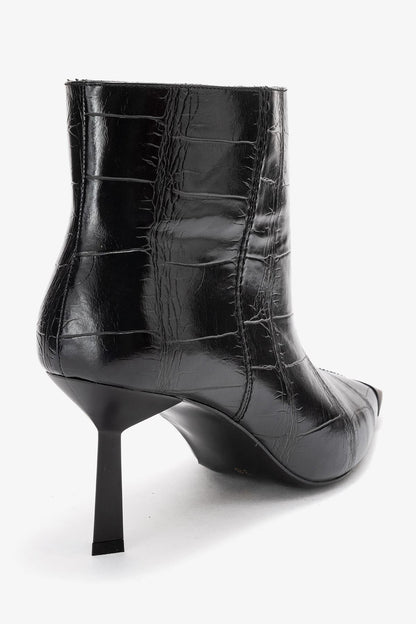 Rassel - Bota Negra Estampada de Punta (Mujer)