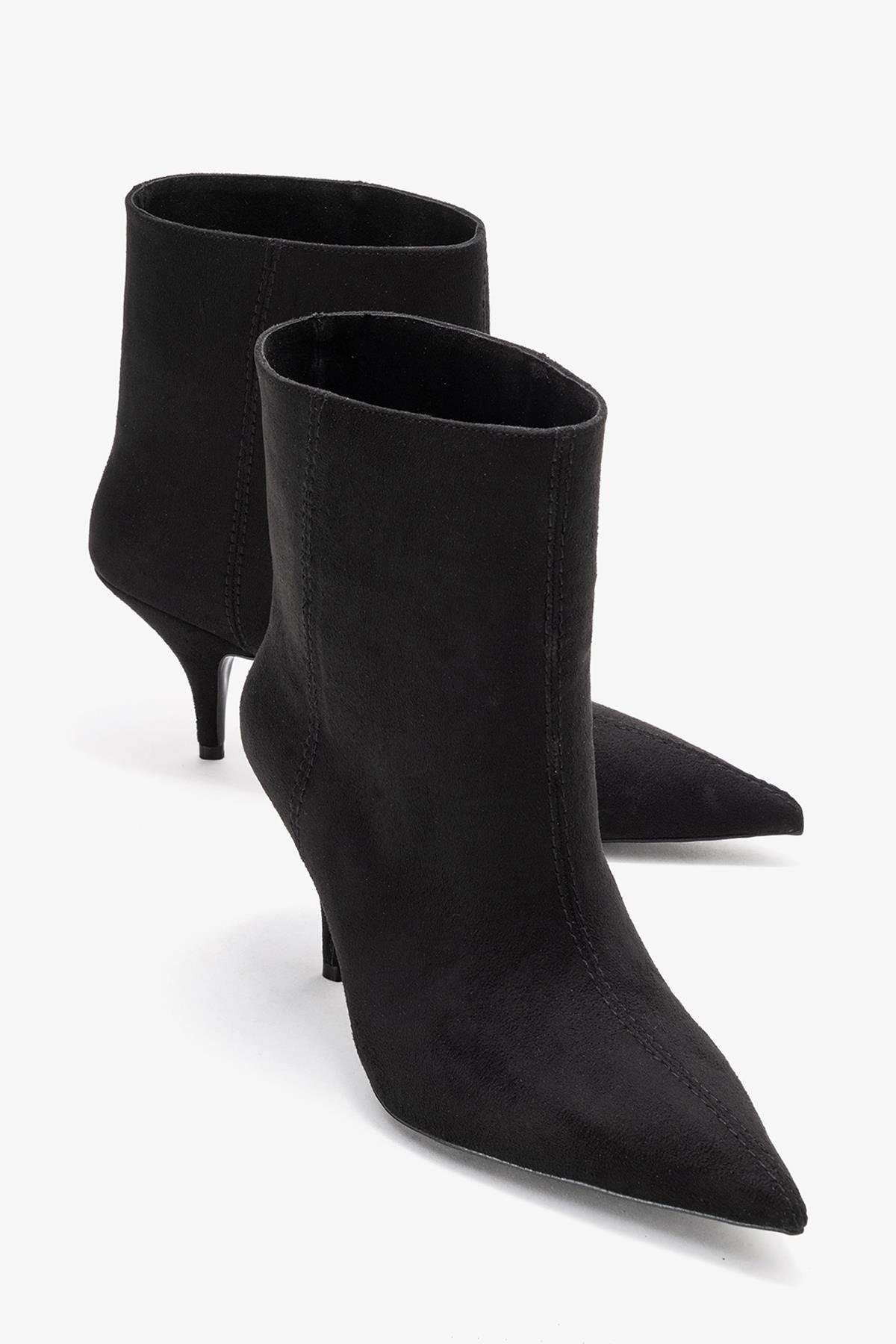 Brivelle - Bota Negra de Tacón Puntiagudo de Ante (Mujer)
