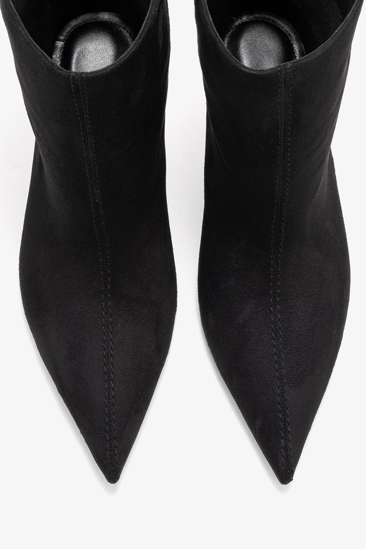 Brivelle - Bota Negra de Tacón Puntiagudo de Ante (Mujer)