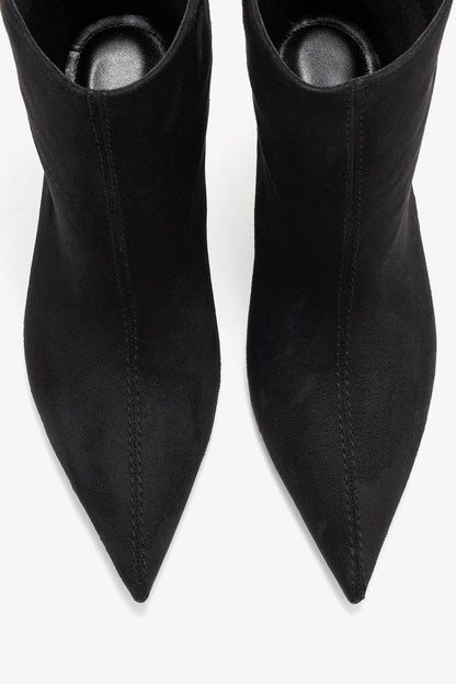 Brivelle - Bota Negra de Tacón Puntiagudo de Ante (Mujer)