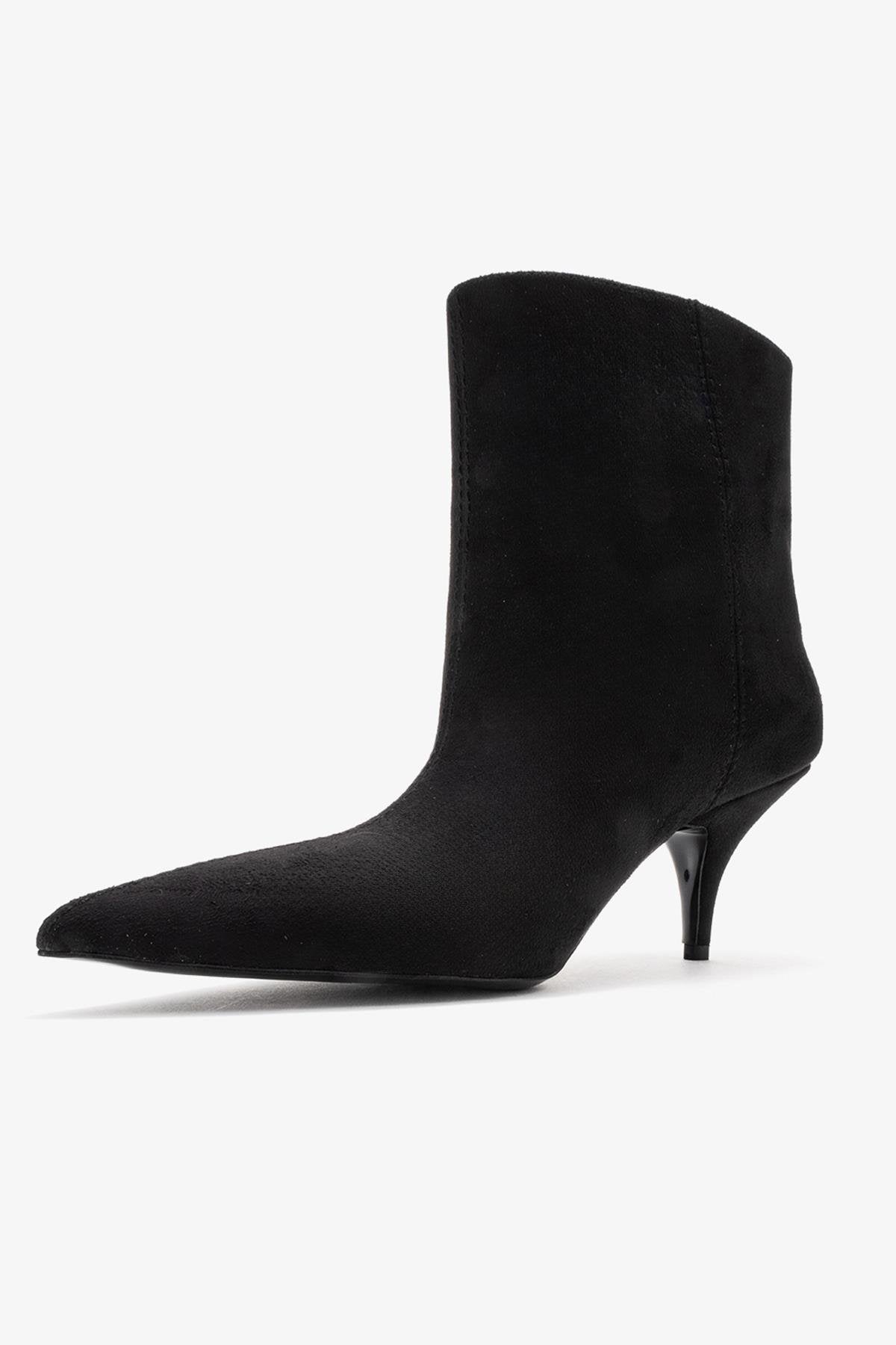 Brivelle - Bota Negra de Tacón Puntiagudo de Ante (Mujer)