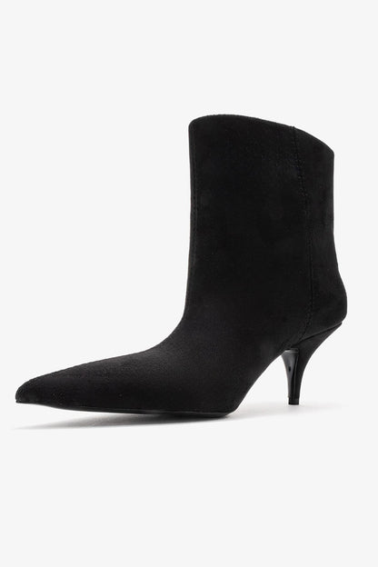 Brivelle - Bota Negra de Tacón Puntiagudo de Ante (Mujer)