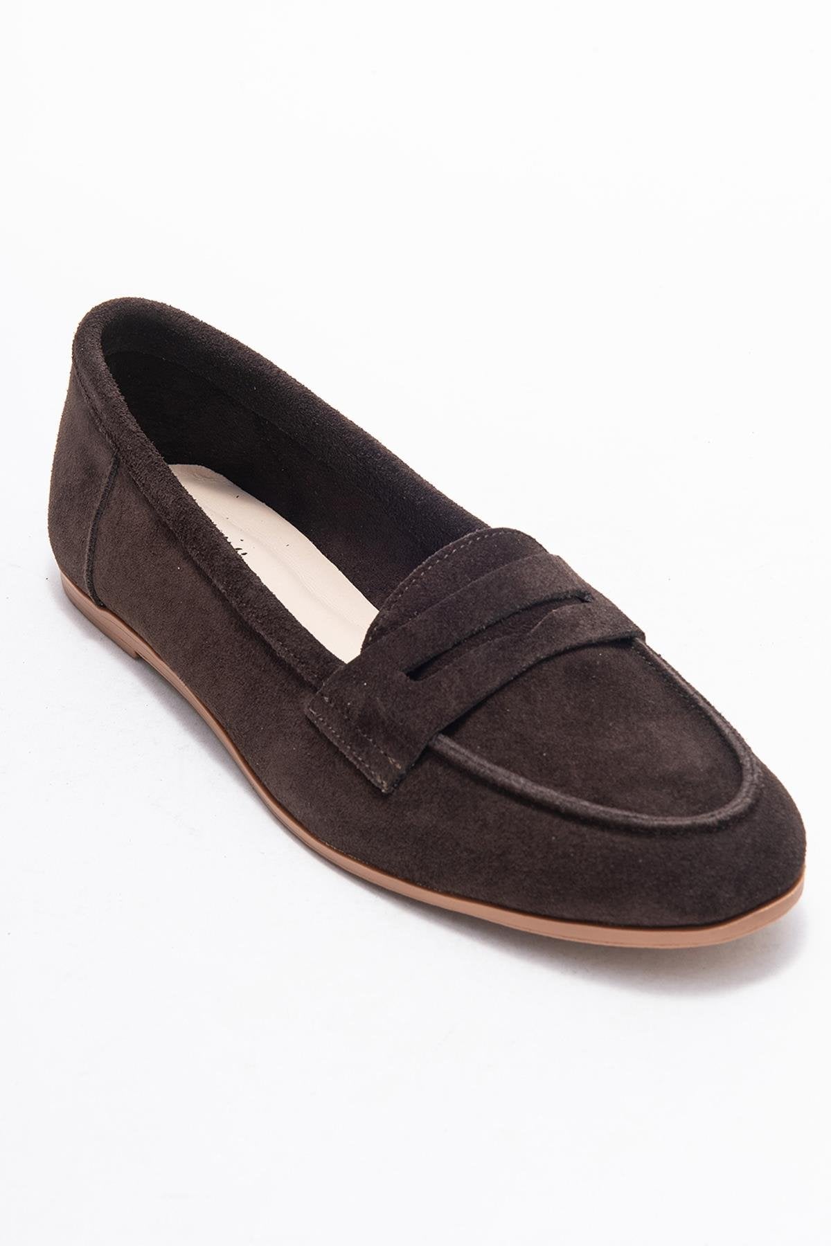 Dorothy - Mocasines de cuero de gamuza color café